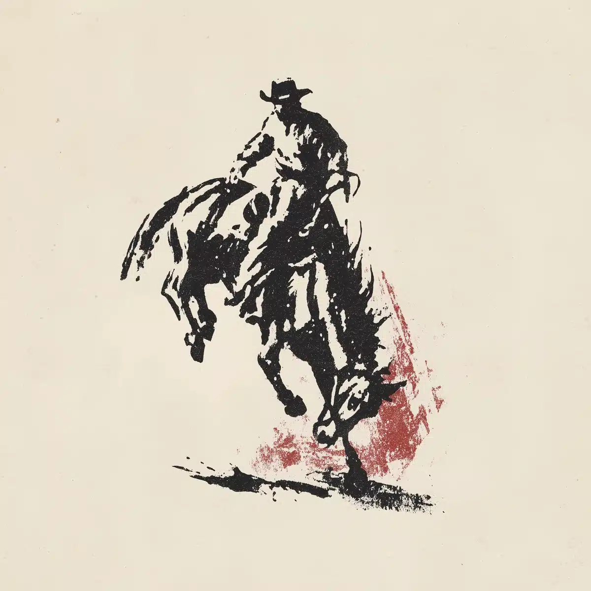 Vintage Cowboy on Bucking Horse Midjourney提示词