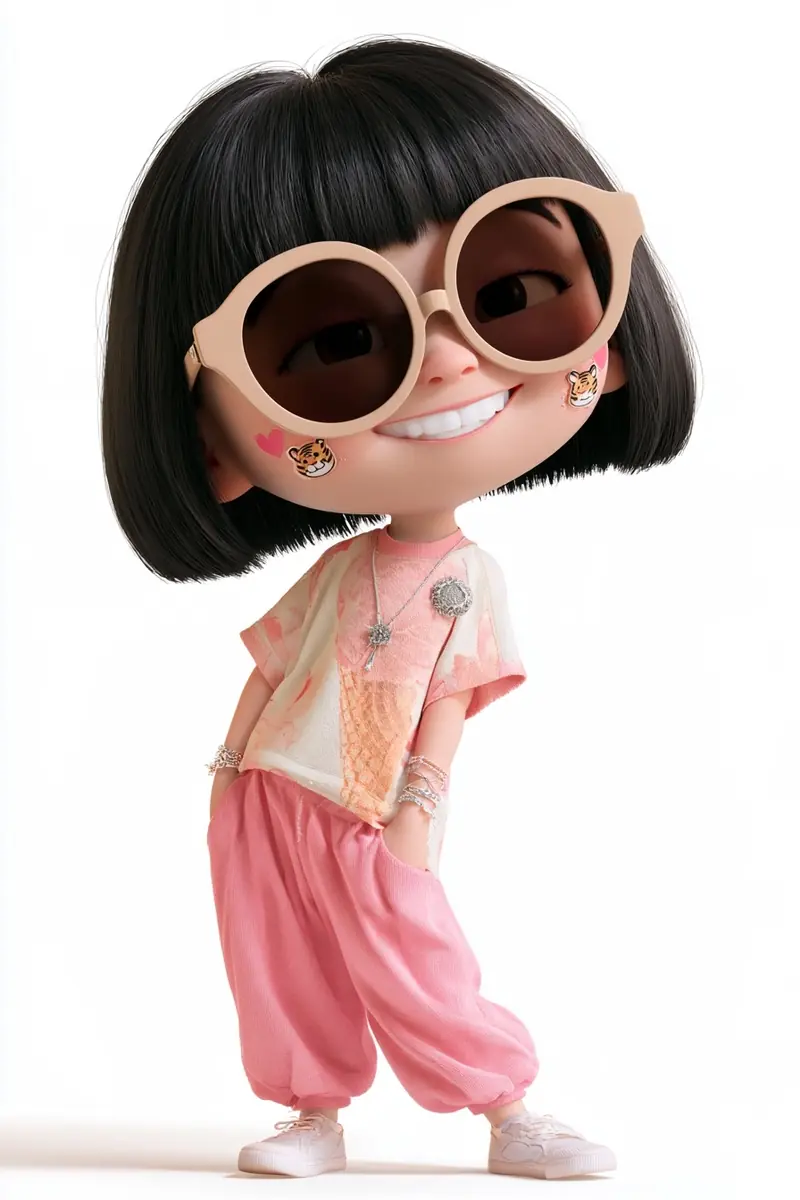 3D Pixar Chinese Girl Midjourney提示词