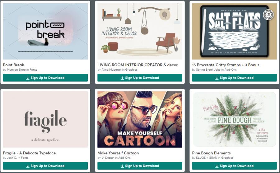 （2021年11月25日）CreativeMarket网站本周免费资源打包