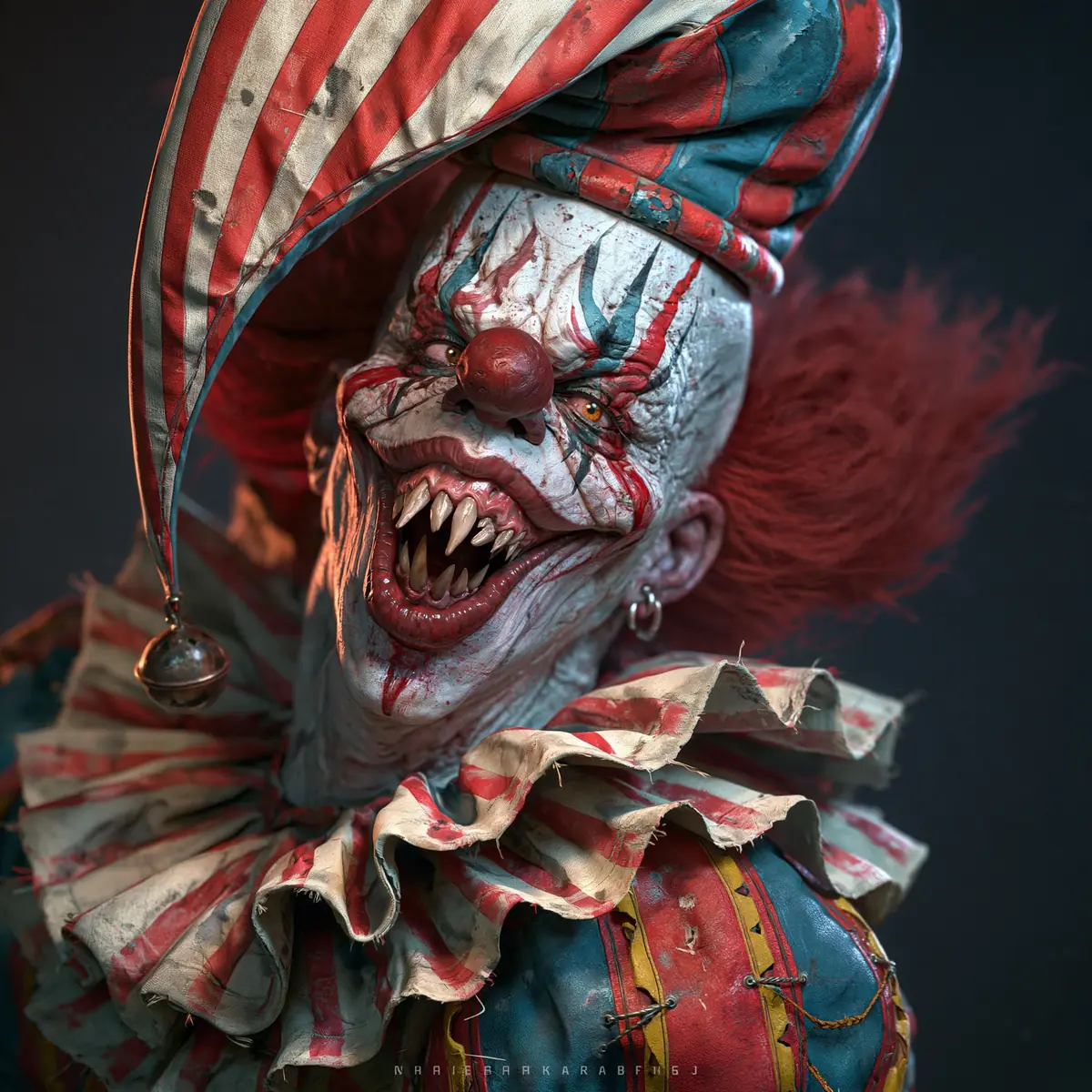 Creepy Clown Portrait Midjourney提示词