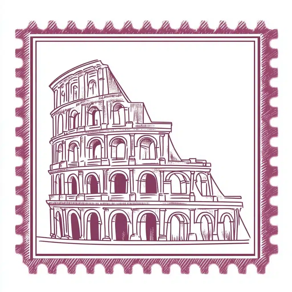 Minimalist Italian Stamp Design Midjourney提示词