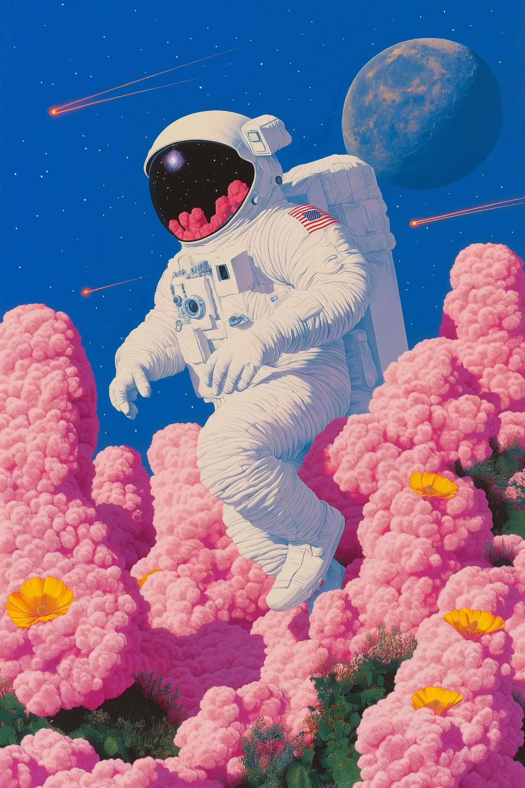 Surreal Cosmic Garden Chase Midjourney提示词