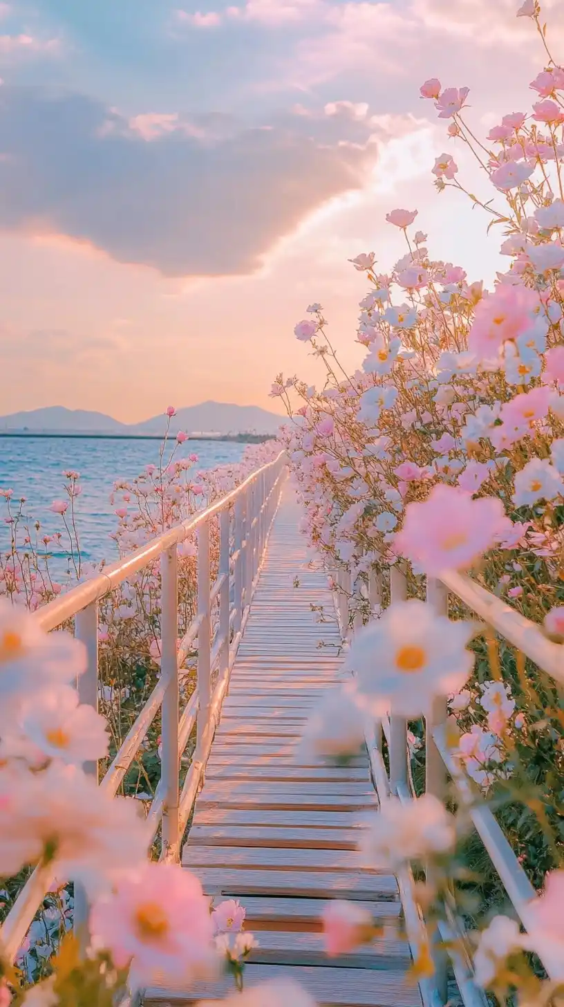 Dreamlike Floral Bridge Midjourney提示词