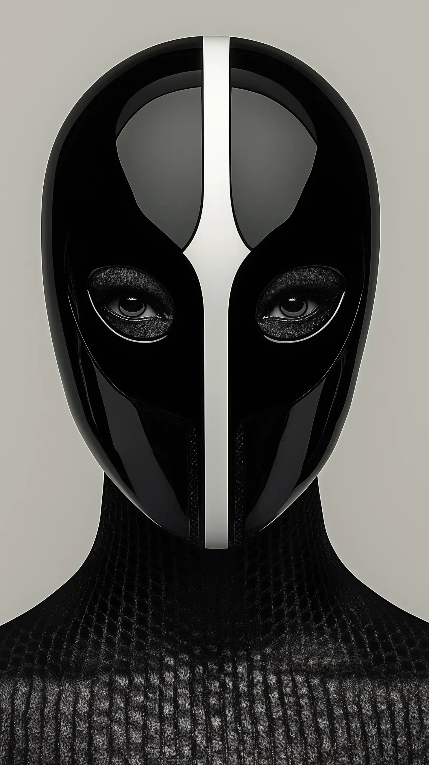 Glossy Black and White Face Midjourney提示词