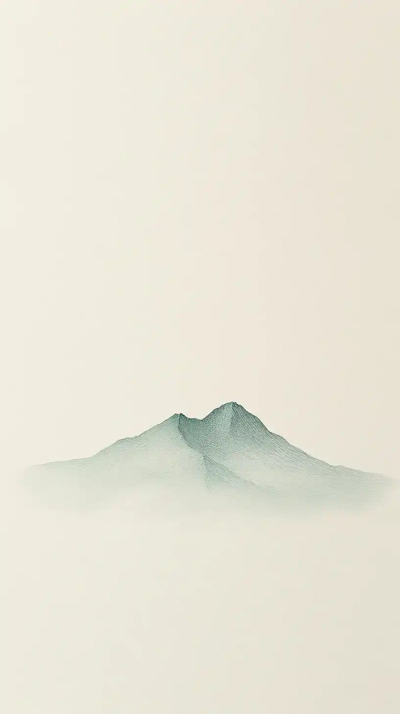 Minimalist Green Mountain Peak Midjourney提示词