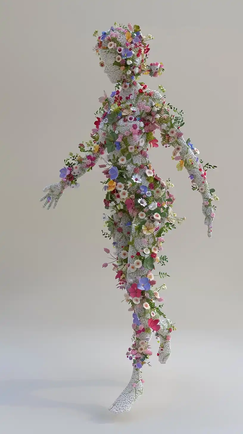 Floral Girl Sculpture Midjourney 提示词生成效果