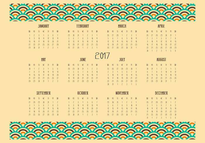 复古桌面2017年日历图