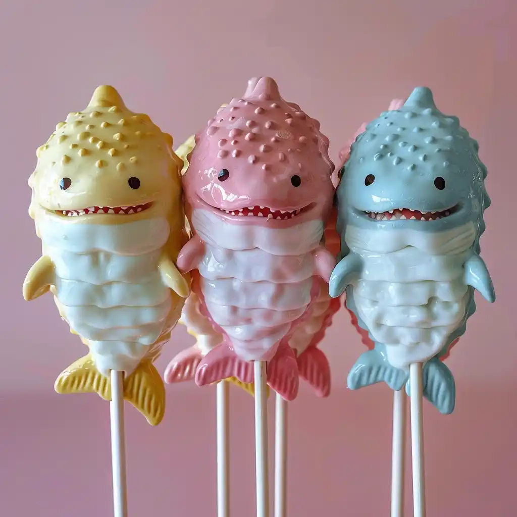 Pastel Candy Shark Lollipop Midjourney提示词