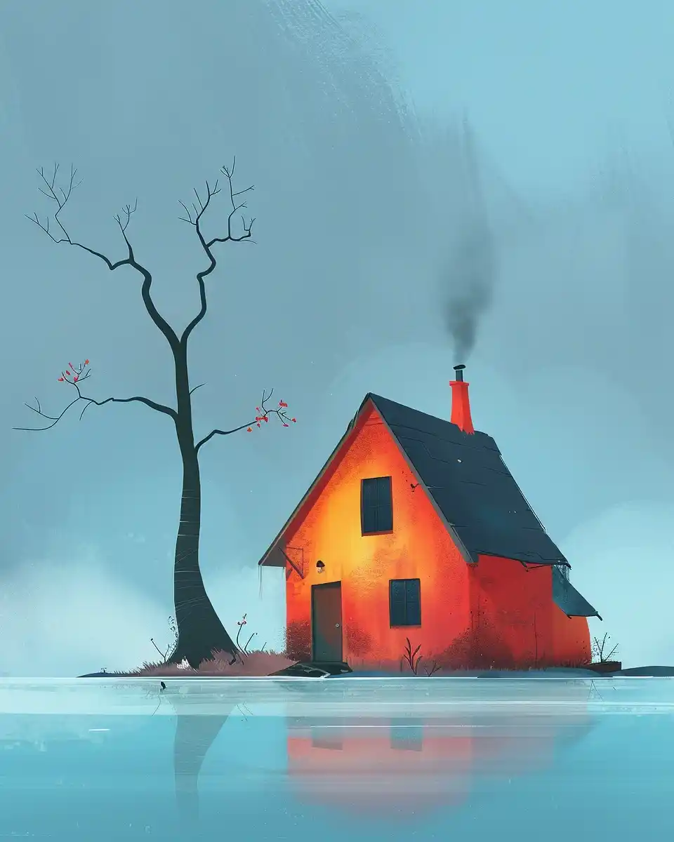 Treehouse Dreamscape Sketch Midjourney提示词