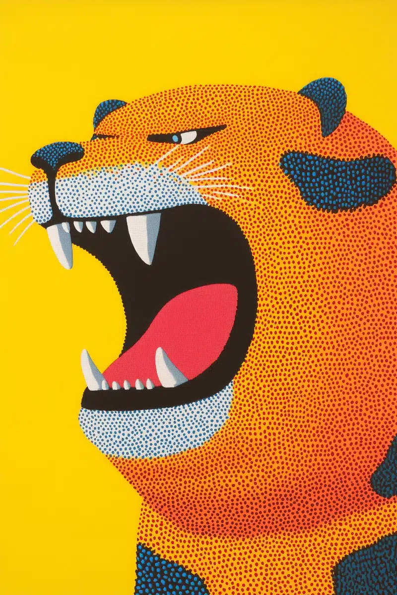 Geometric Tiger Totem Print Midjourney提示词