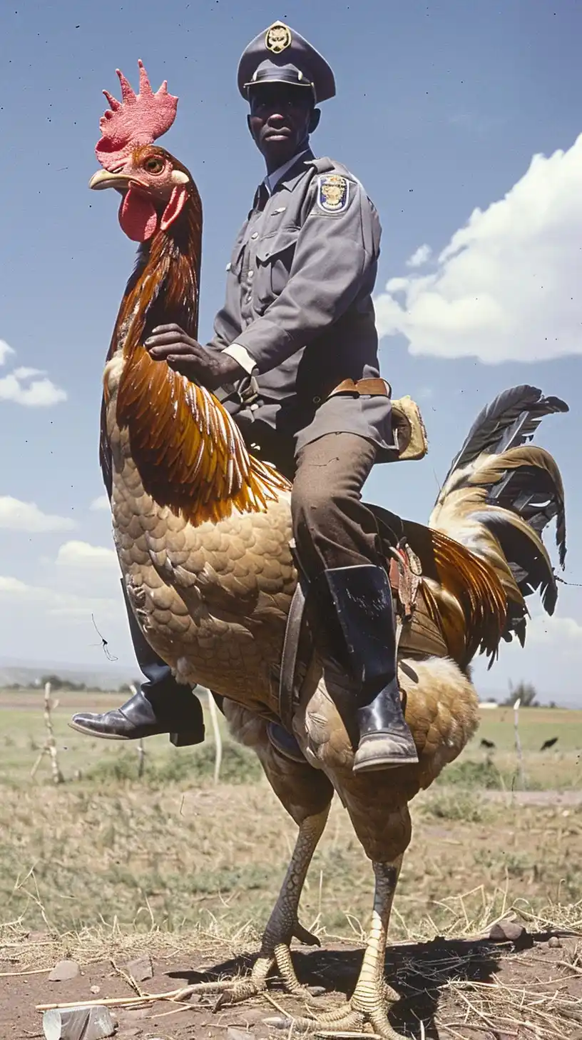 Ethiopian Police on Chicken Midjourney 提示词生成效果