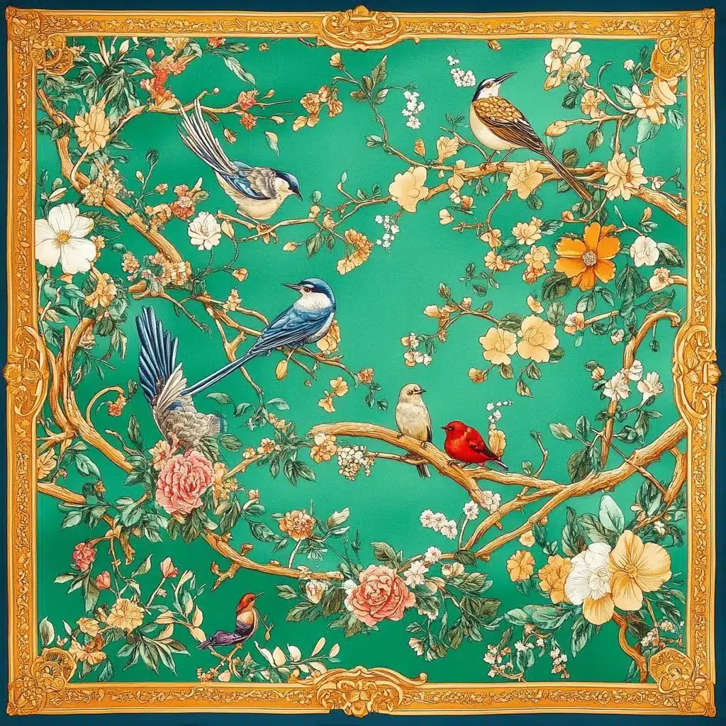 Korean Graphic Silk Scarf Midjourney提示词