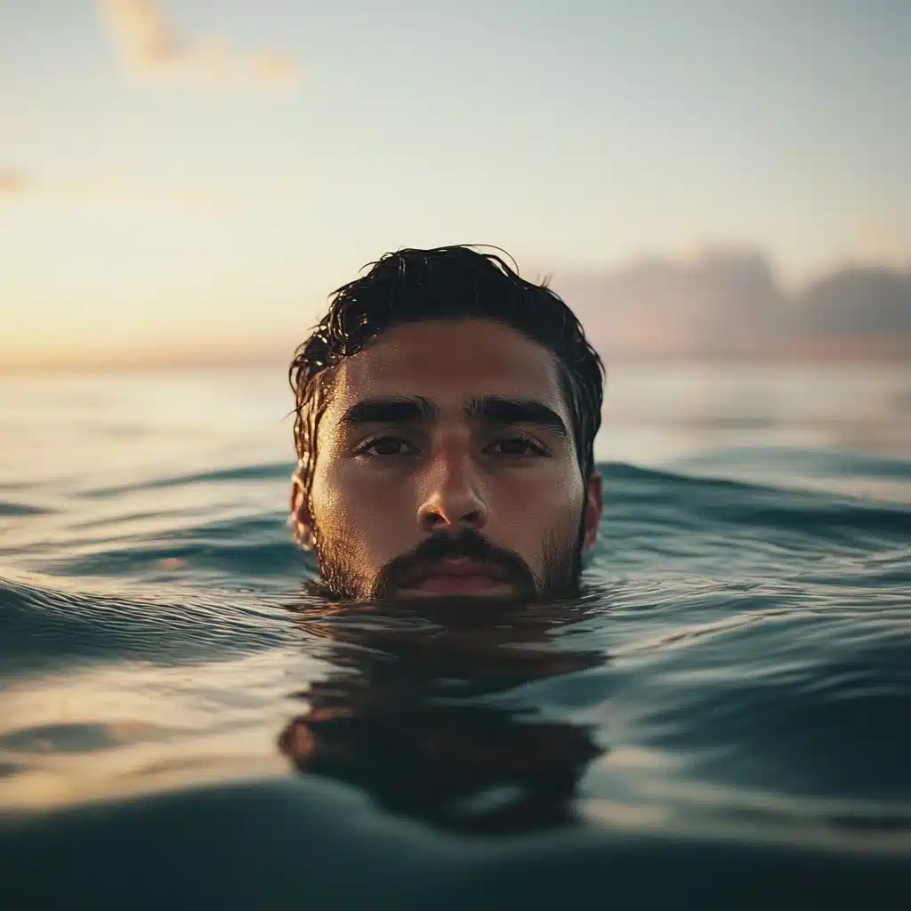 Cinematic Portrait Above Water Midjourney提示词