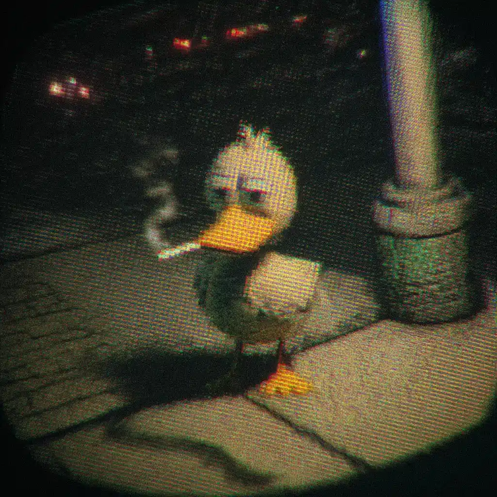 Pixelated Duck Under Streetlight Midjourney提示词