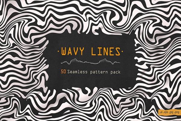 Wavy lines. Seamless pattern pack.