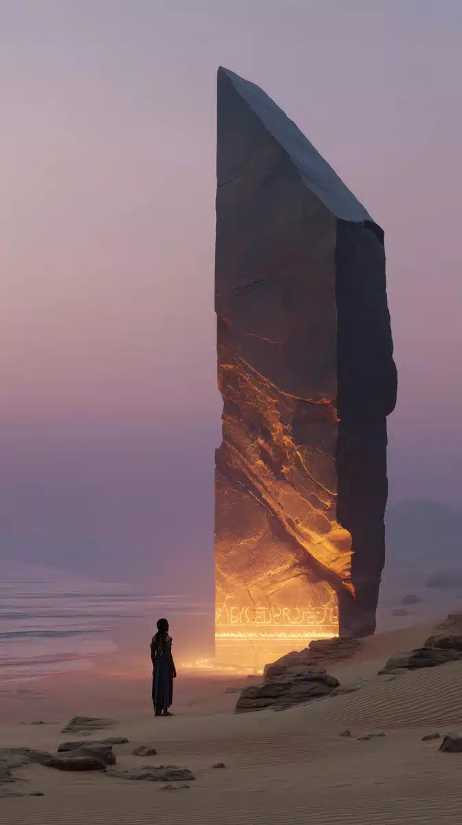 Ethereal Woman and Monolith Midjourney提示词