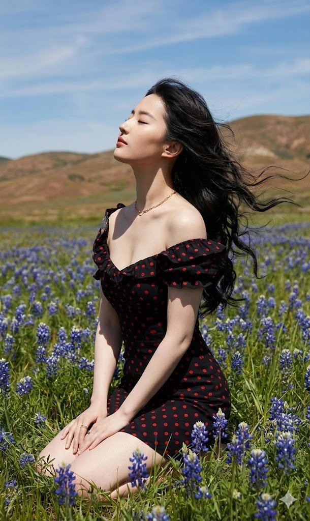 Serene Woman in Bluebonnet Field | Outdoor Portrait Photography Nano Banana提示词