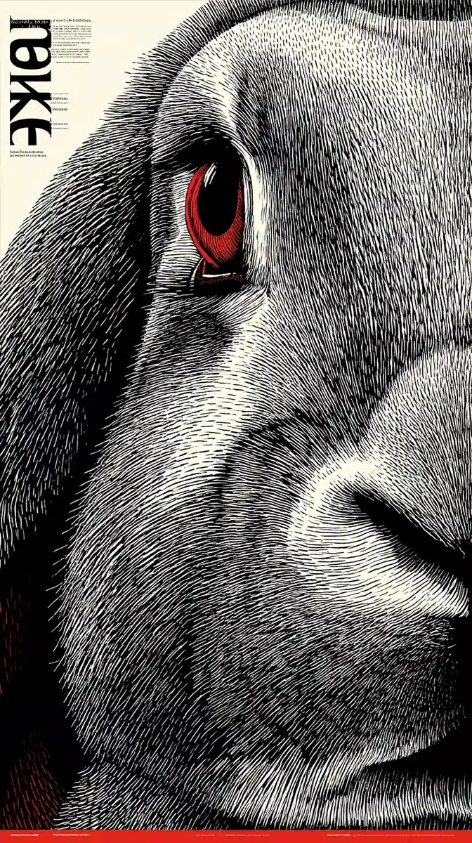 Bauhaus Poster Rabbits and Spectacles Midjourney提示词