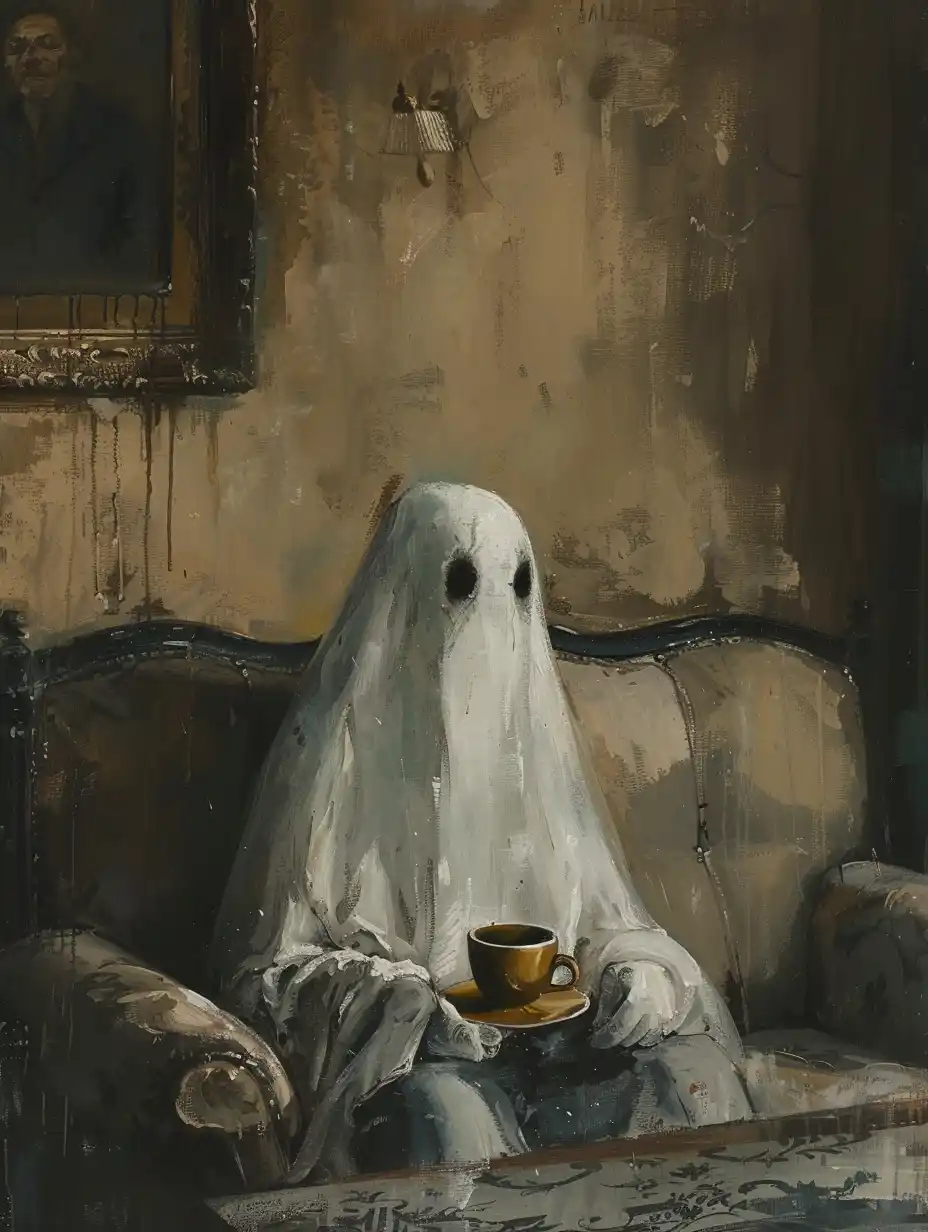 Cottagecore Ghost Coffee Midjourney 提示词生成效果