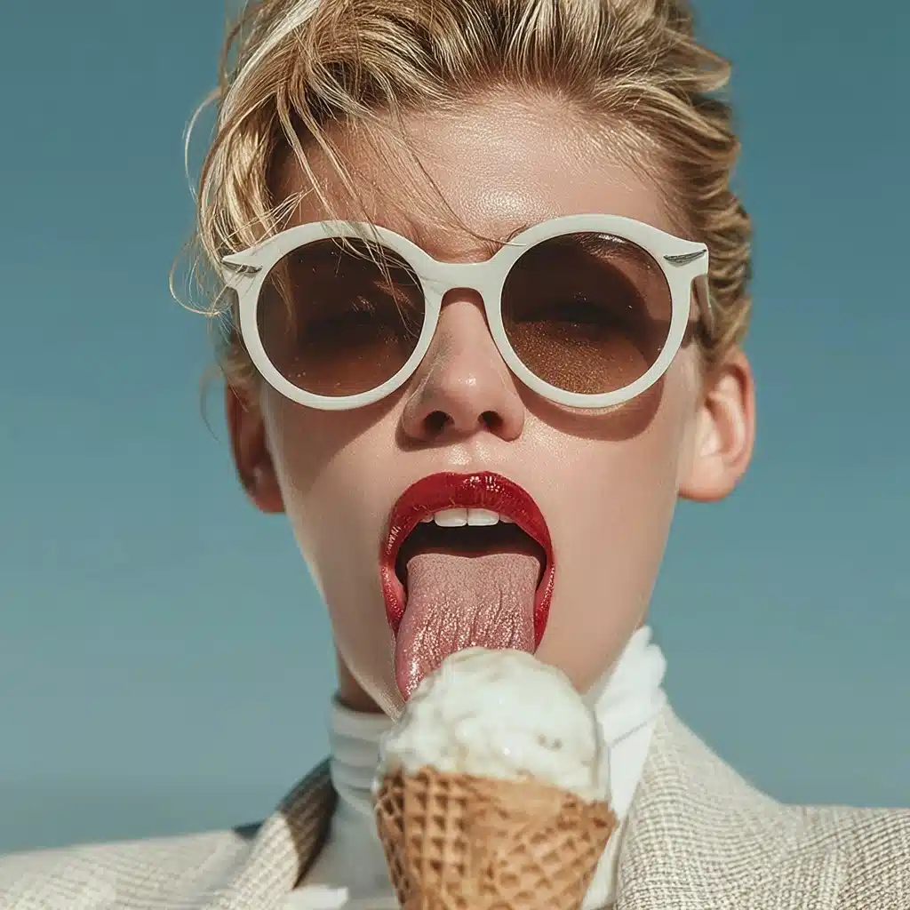 Glamorous Woman with Ice Cream Midjourney提示词