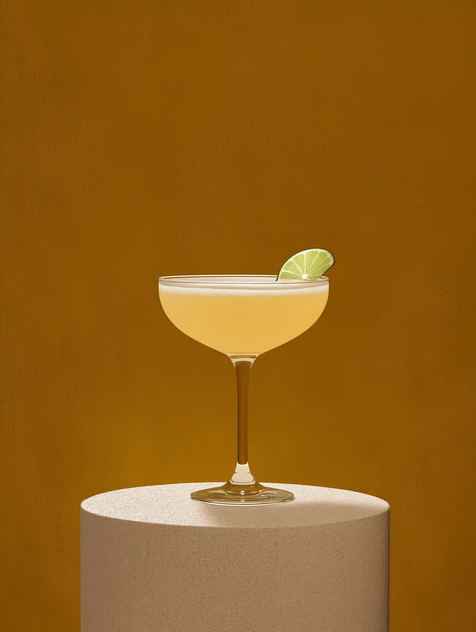 Realistic Cocktail on Stone Podium Midjourney提示词