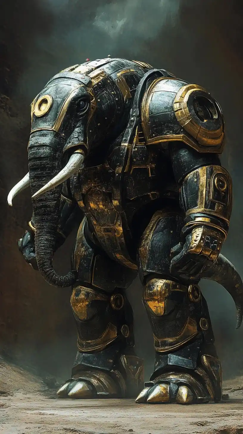 Mastodon Robot Illustration Midjourney提示词