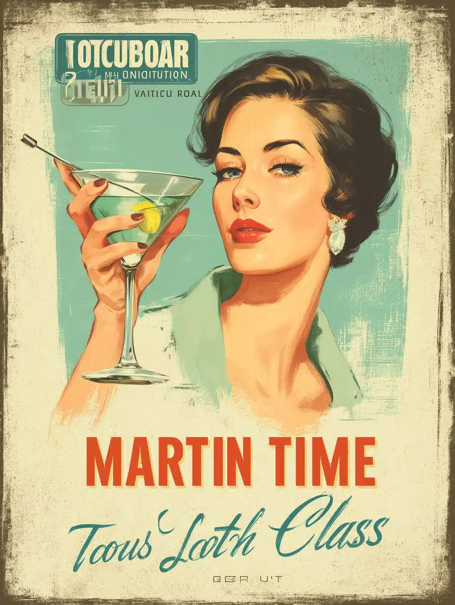Vintage Martini Advertisement Design Midjourney提示词