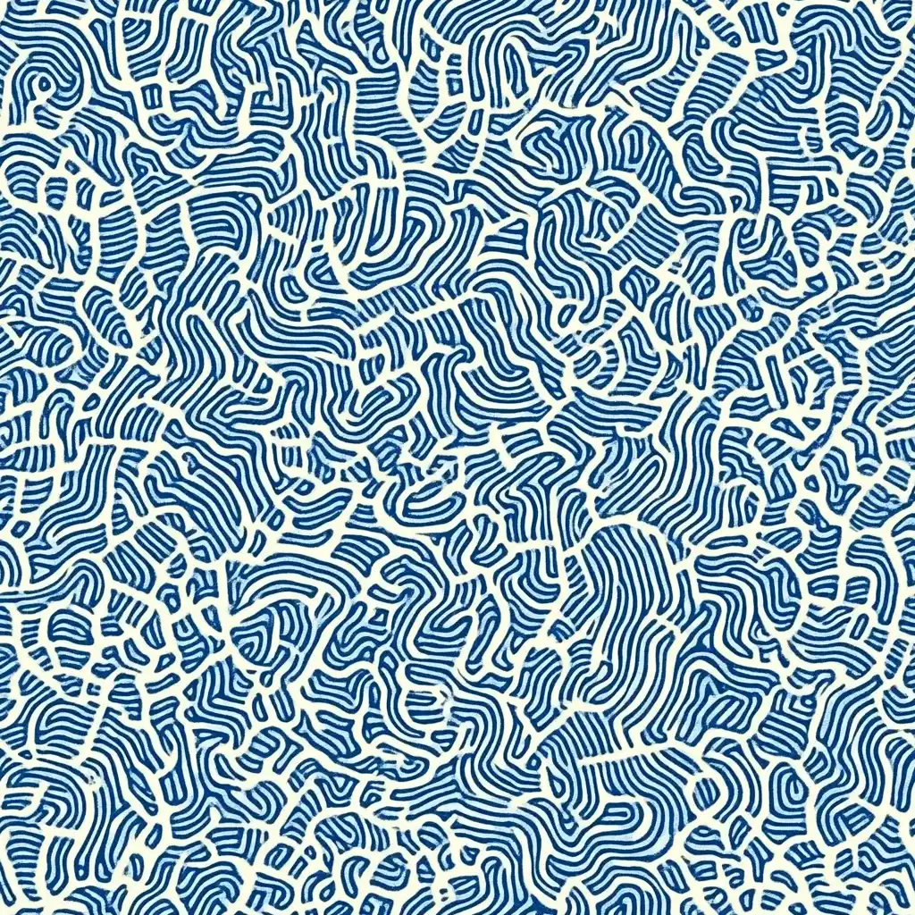 Detailed Blue Maze Pattern Midjourney提示词