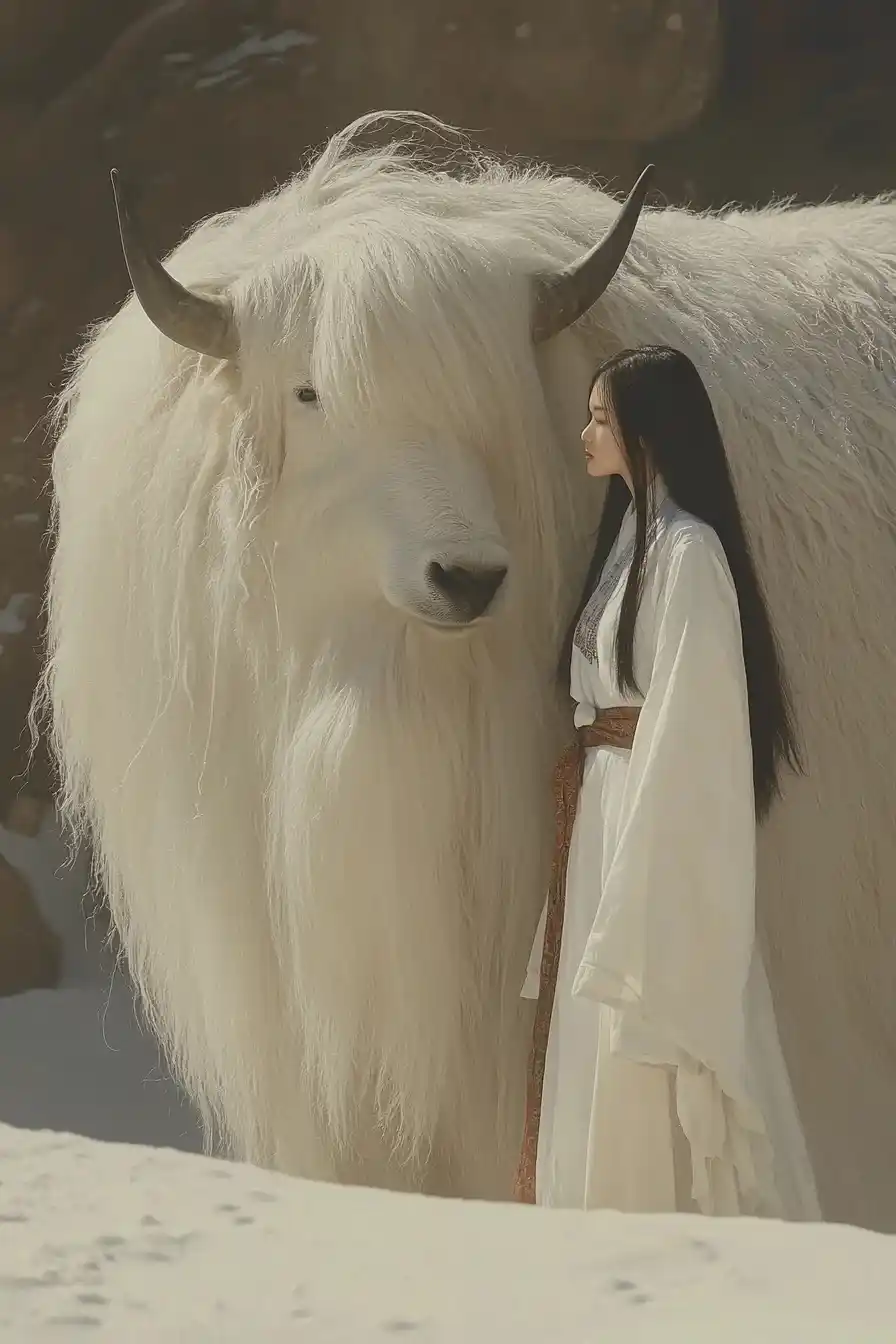 Chinese Model with Yak Midjourney 提示词生成效果