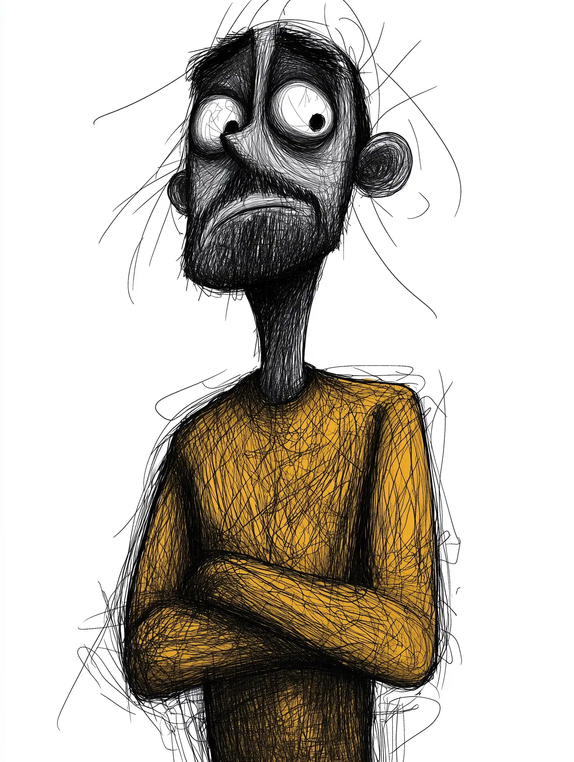 Scribble-Headed Human Design Midjourney提示词