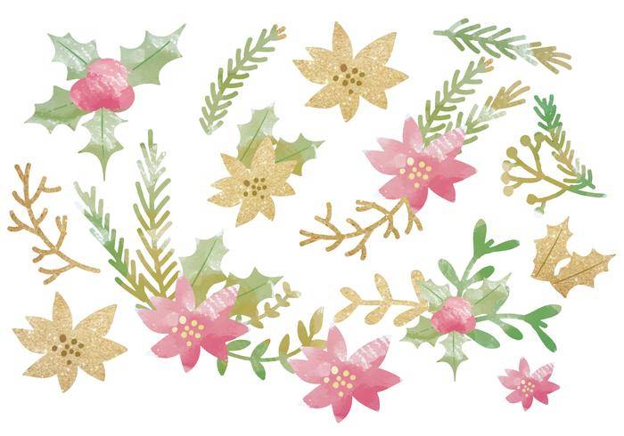 矢量闪光冬季花卉对象