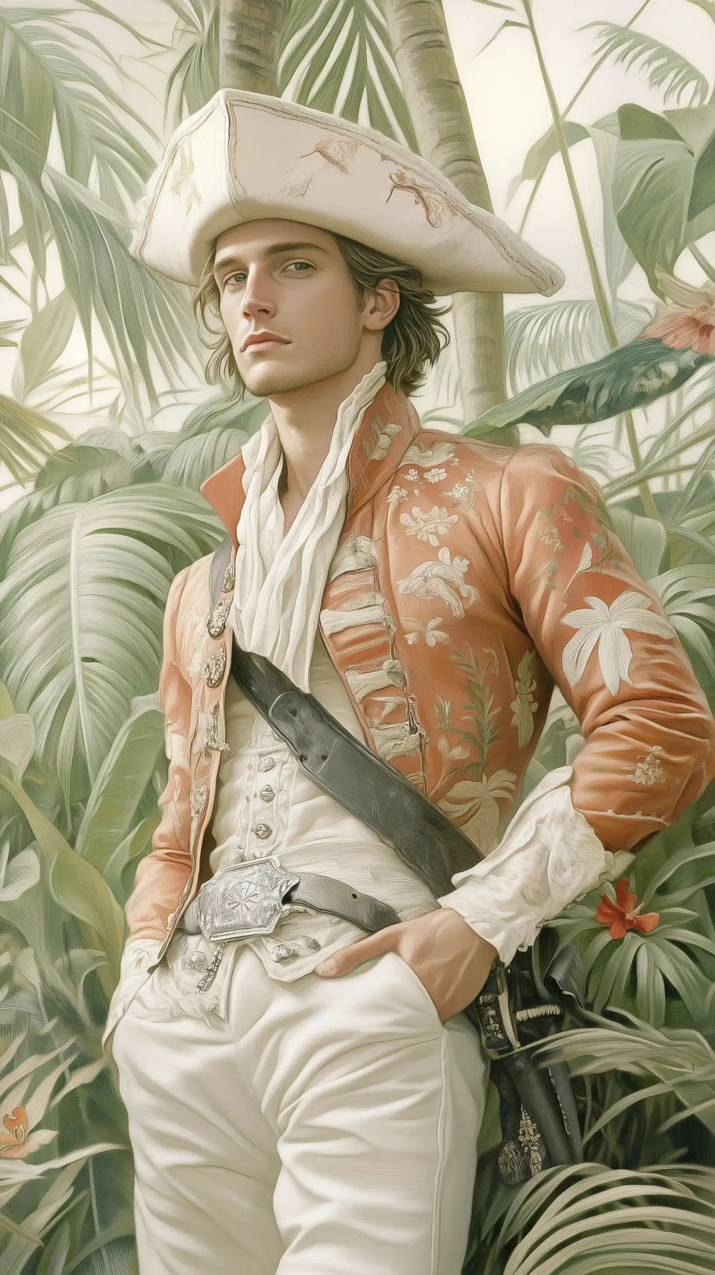 Pirate in Tropical Jungle Midjourney提示词