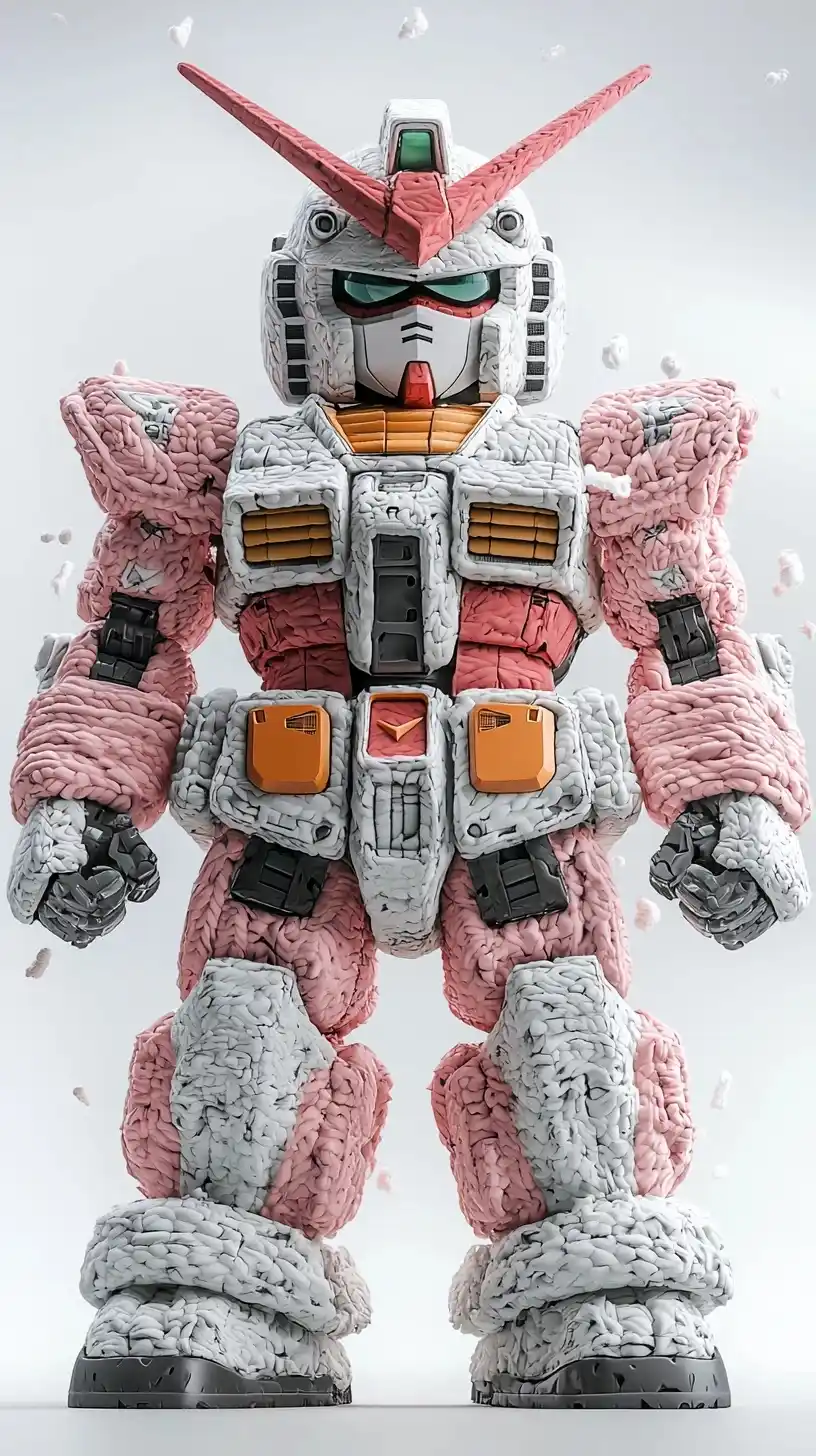3D Wool Gundam Model Midjourney提示词