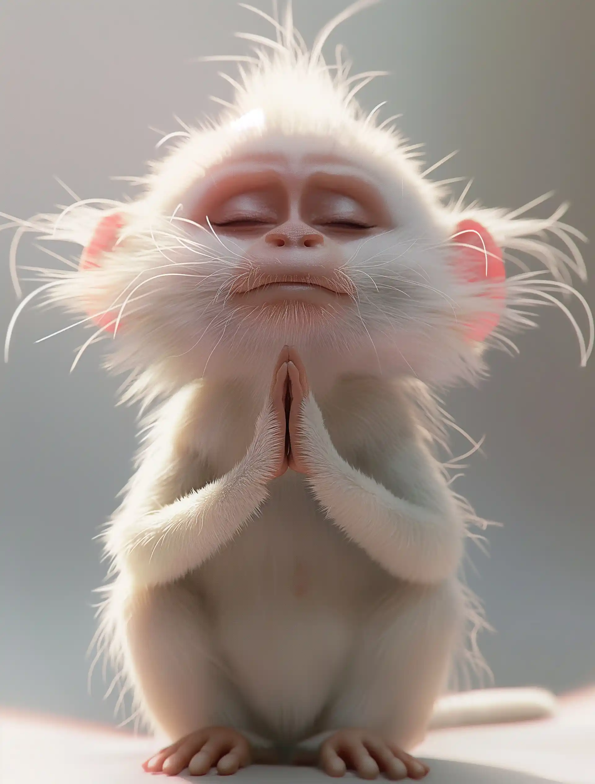 White Anime Monkey Praying Midjourney 提示词生成效果