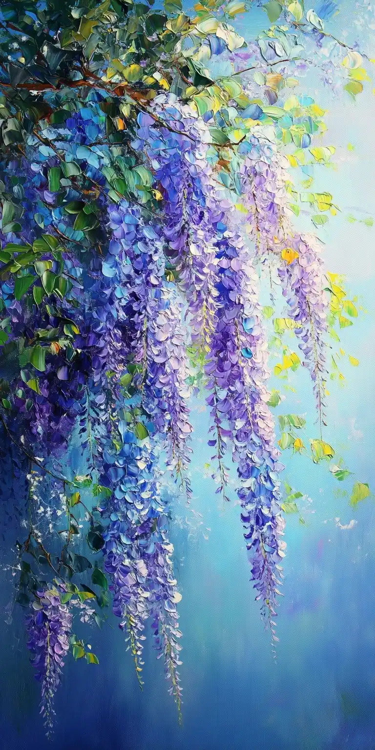 Wisteria Oil Painting Elegance Midjourney提示词