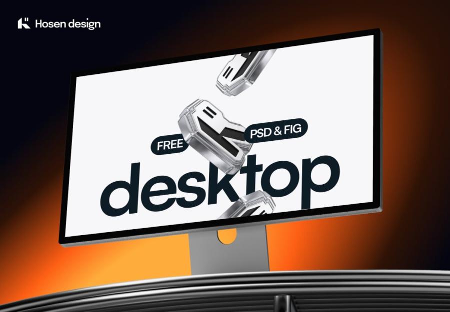 Desktop Mockup — Chrome Scene