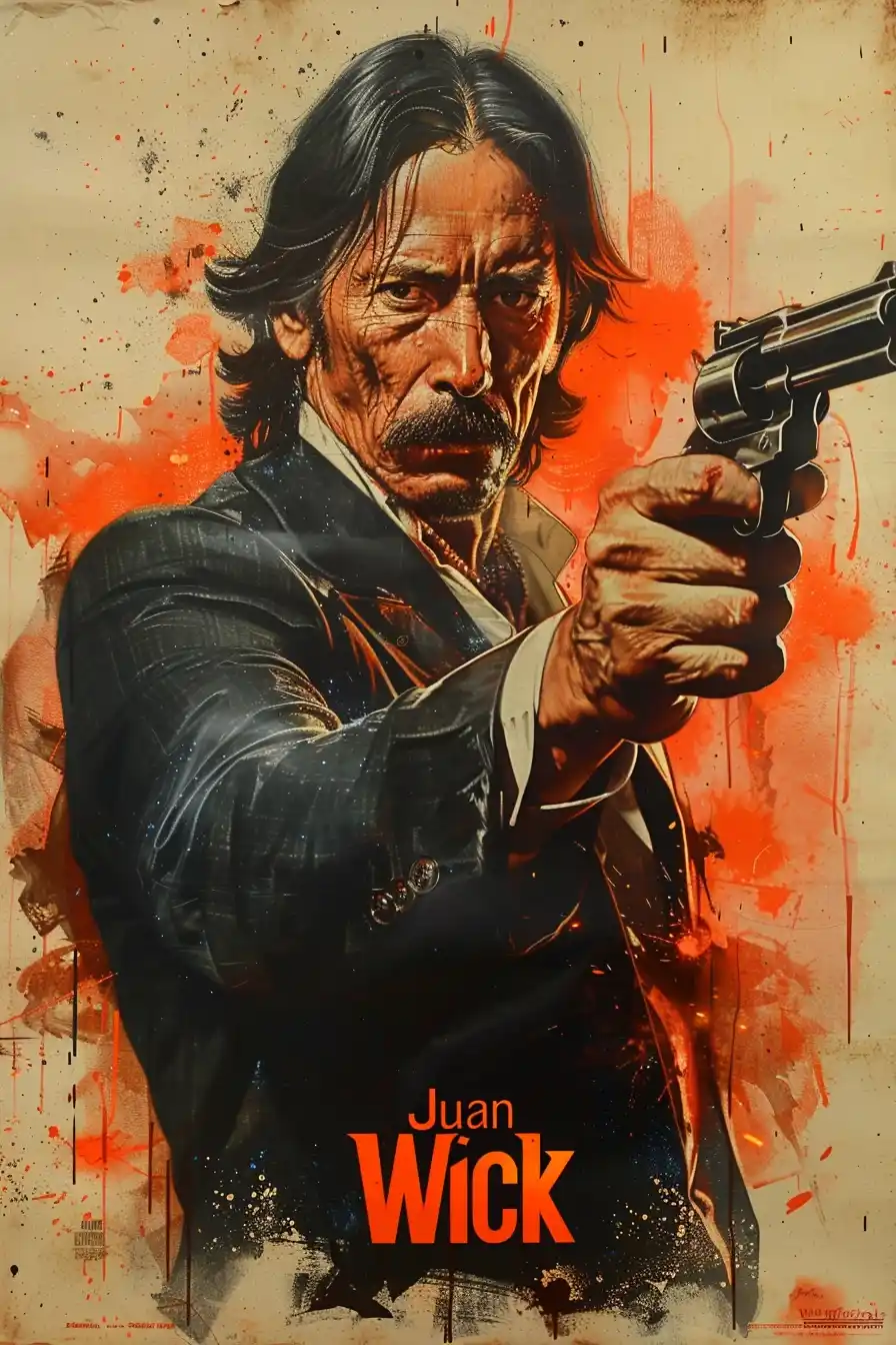 Raw 1970s Juan Wick Midjourney提示词