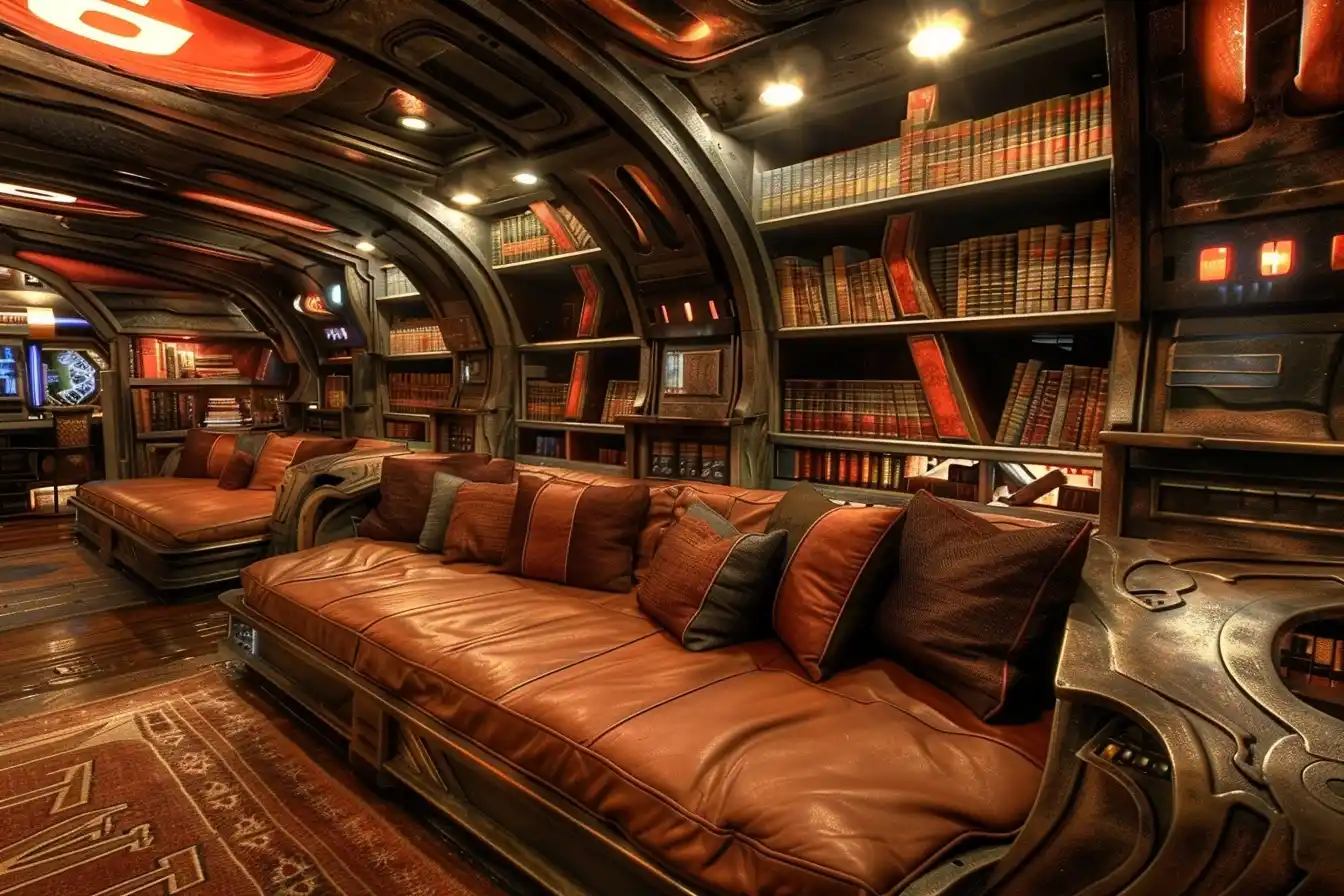 Organic Sci-Fi Reading Nook Midjourney提示词
