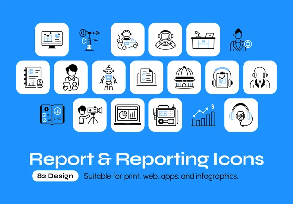 新闻与媒体线性图标80+枚，80+ News & Media Icons