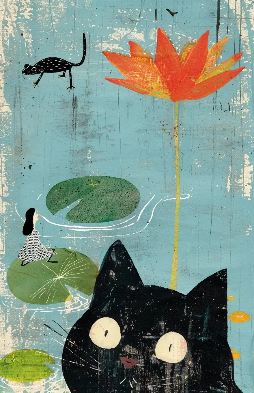 Curious Cat and Frog AR Midjourney提示词