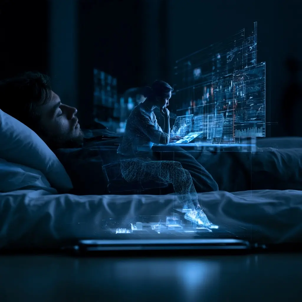 Holographic AI Phone Assistant Midjourney提示词