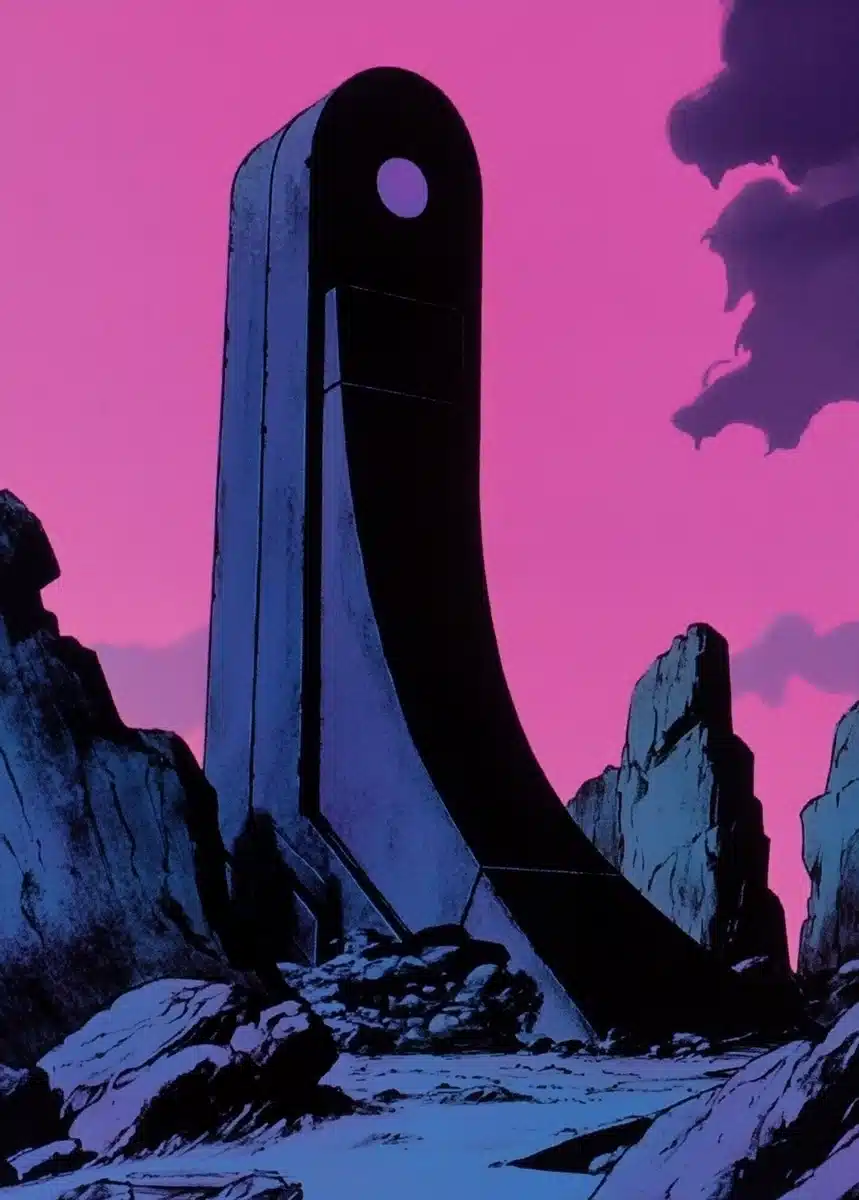 Minimalistic Pink Monument Icon Midjourney提示词