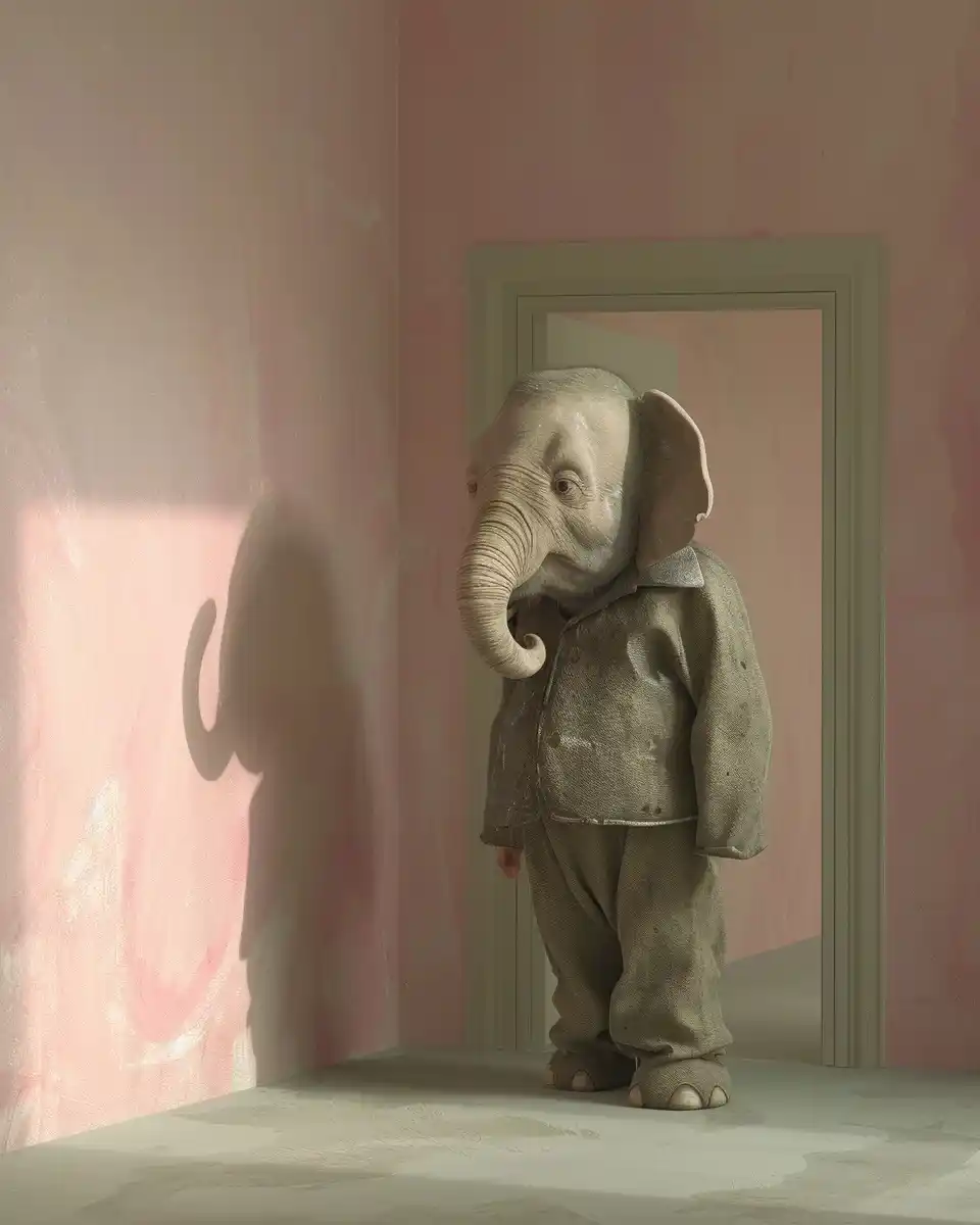 Minimalist Elephant Room Portrait Midjourney提示词