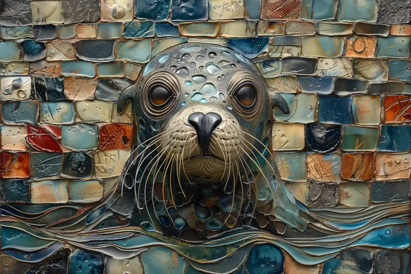 Whimsical Sea Lion in Mary Engelbreit Style Midjourney提示词