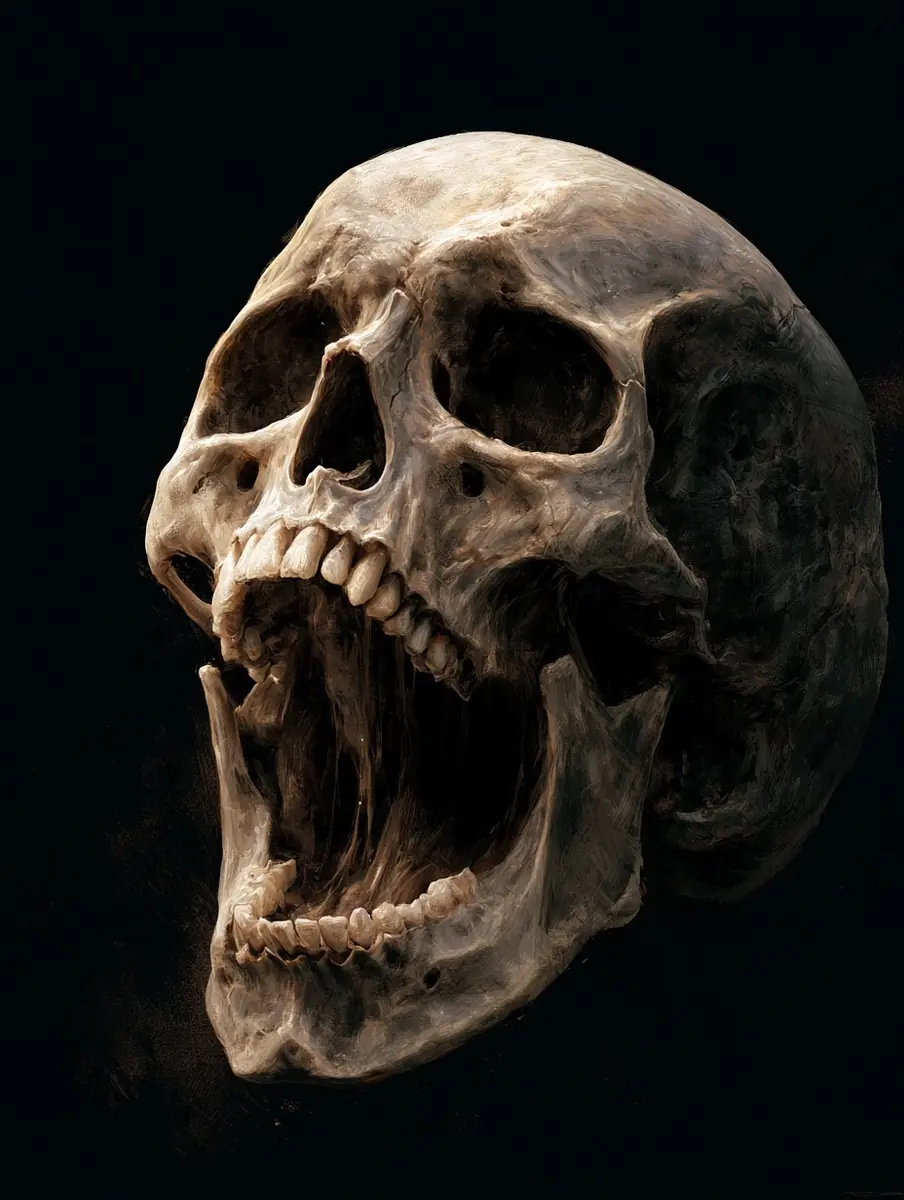 Screaming Skull Digital Painting Midjourney提示词
