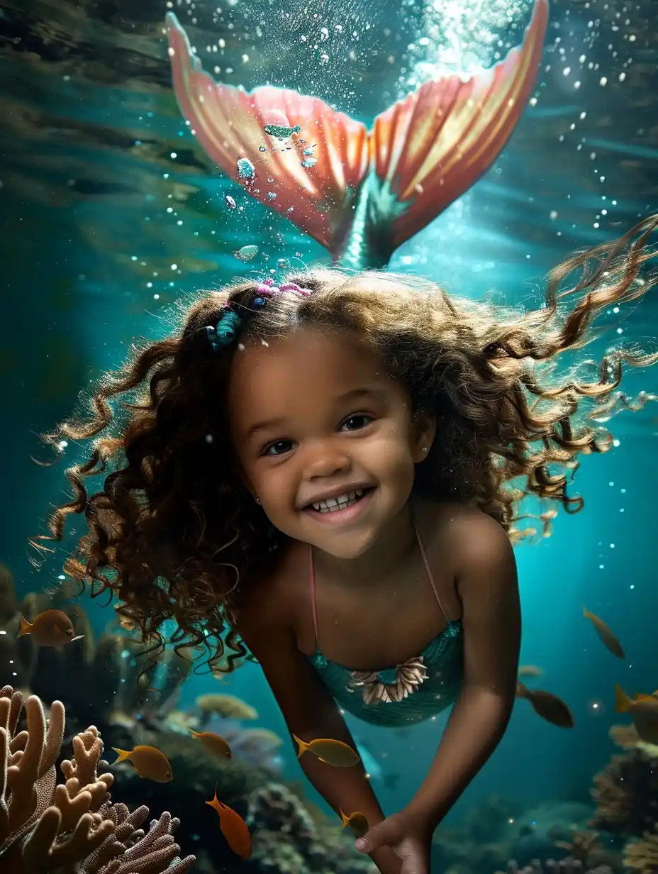 Mermaid Toddler in AR Midjourney提示词