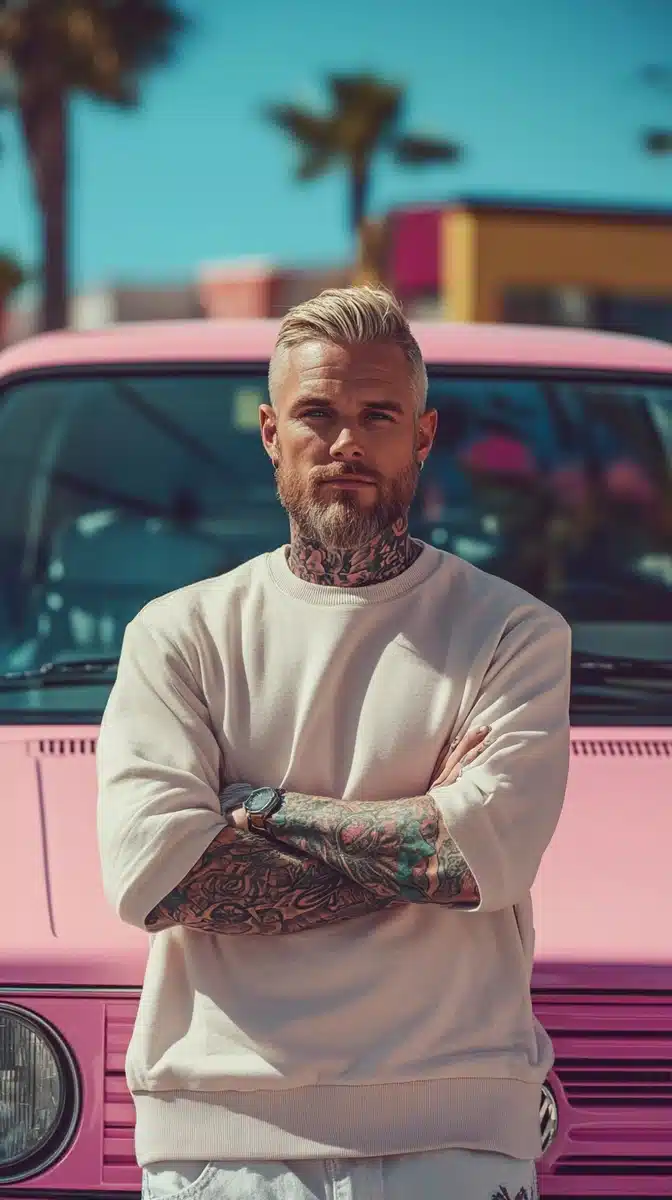 Hipster Man with Volkswagen Midjourney提示词
