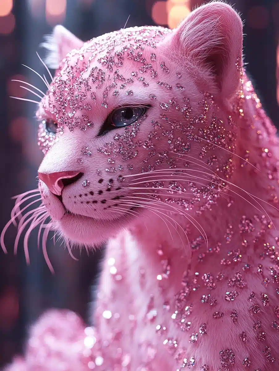 Hyper-Realistic Pink Leopard Midjourney提示词