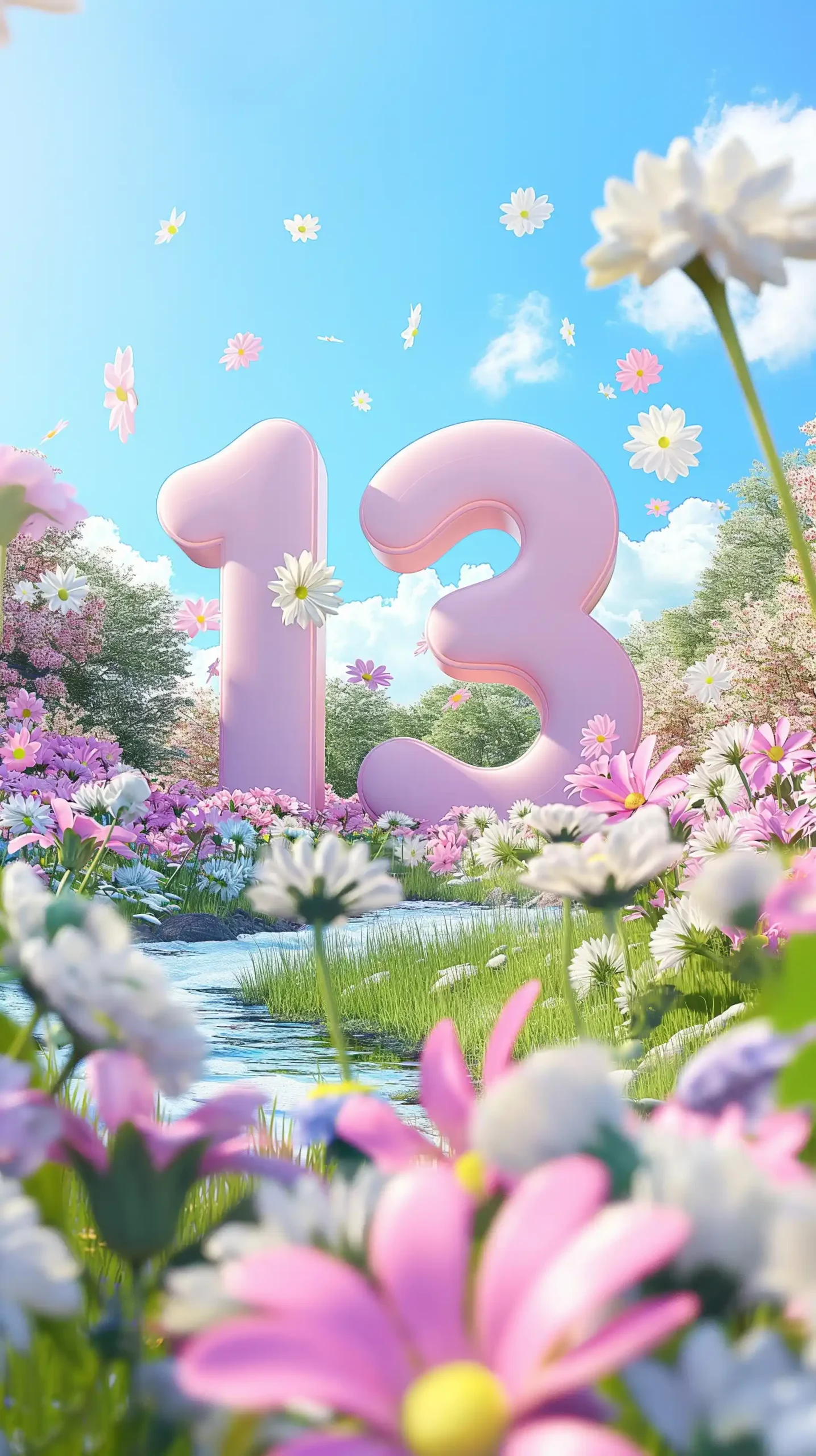 Cartoon 3D Number Scene Midjourney提示词