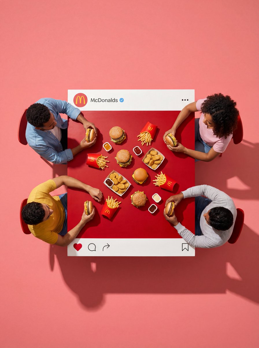 McDonald's Fast Food Flat Lay | Social Media Ad Nano Banana提示词